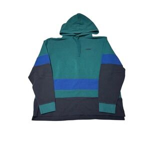 Levi's Relaxed Fit Colorblock Hoodie Pullover Green Blue Charcoal Mens L‎